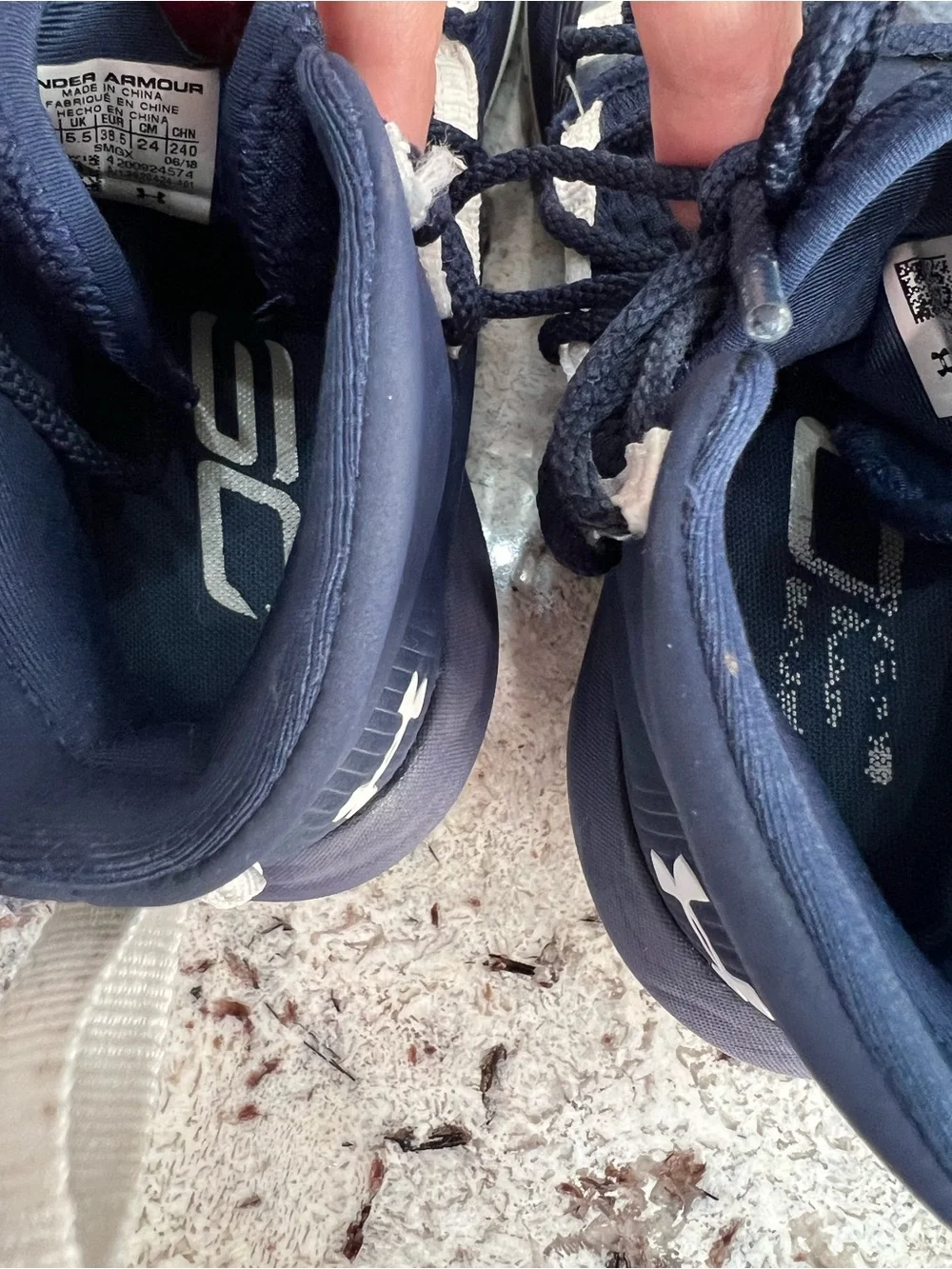 Under Armour Kids Navy and White High-Top Sneakers